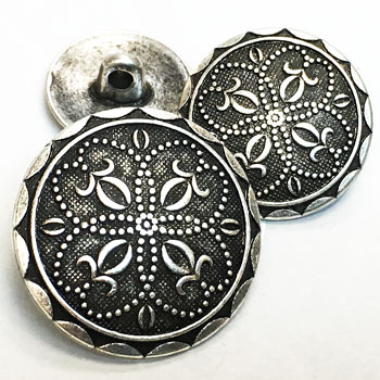 M-852 Antique Silver Metal Button - 3 Sizes